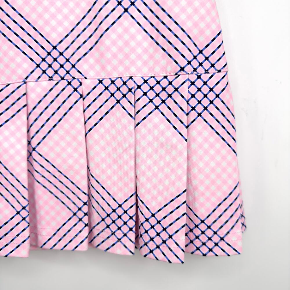 Lulu-B Pink Plaid UPF 50+ Pleated Skort Size S Zip Pockets Pull On Cooling NWOT - Picture 3 of 9